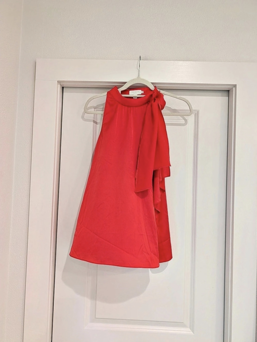 Ted Baker Red Halter Ribbon Bow Blouse Size XS Like New